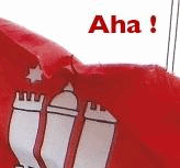 Abbildung Hamburgfahne und Schiftzug Aha