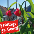 Logo fr Rundgang St. Georg: Fahne mit der Aufschrift 'Freitags St. Georg'