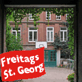 Logo fr Rundgang St. Georg: Fahne mit der Aufschrift 'Freitags St. Georg'